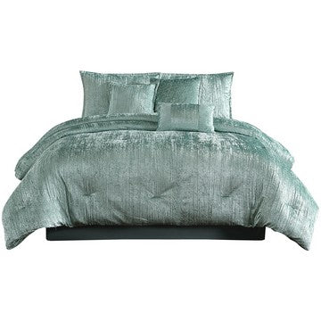 Jay 7 Piece King Comforter Set, Polyester Velvet Deluxe Texture, Green - BM283894