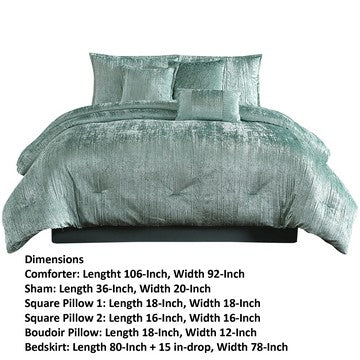 Jay 7 Piece King Comforter Set, Polyester Velvet Deluxe Texture, Green - BM283894