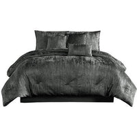 Jay 7 Piece Queen Comforter Set, Polyester Velvet Deluxe Texture, Gray - BM283896