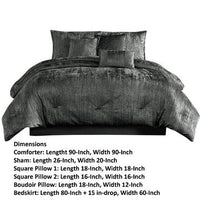 Jay 7 Piece Queen Comforter Set, Polyester Velvet Deluxe Texture, Gray - BM283896