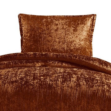 Jay 2 Piece Twin Comforter Set, Copper Polyester Velvet Deluxe Texture - BM283898