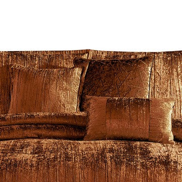 Jay 7 Piece King Comforter Set, Copper Polyester Velvet Deluxe Texture - BM283900