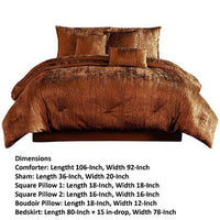 Jay 7 Piece King Comforter Set, Copper Polyester Velvet Deluxe Texture - BM283900