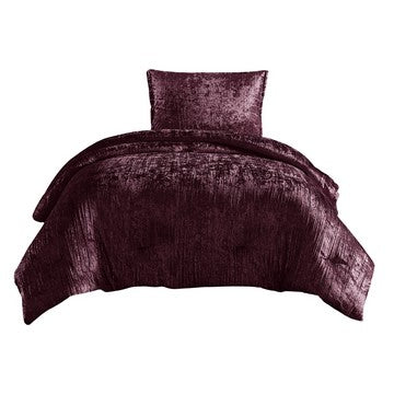 Jay 2 Piece Twin Comforter Set, Purple Polyester Velvet Deluxe Texture - BM283901