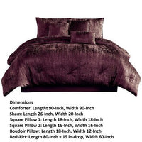 Jay 7 Piece Queen Comforter Set, Purple Polyester Velvet, Deluxe Texture - BM283902