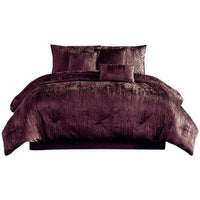 Jay 7 Piece King Comforter Set, Purple Polyester Velvet Deluxe Texture - BM283903