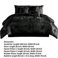 Jay 7 Piece King Comforter Set, Polyester Velvet, Deluxe Texture Black - BM283906