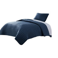 Cabe 2 Piece Twin Comforter Set, Polyester Puffer Channel Quilted Navy Blue - BM283911