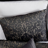 Pixie 9 Piece Polyester Queen Comforter Set, Damask Pattern, Charcoal Gray