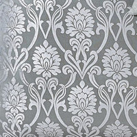 Emma 10 Piece Polyester King Comforter Set, Gray Silver Velvet Damask Print - BM283919