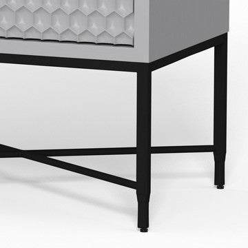 Rexi 26 Inch 2 Drawer Nightstand, Honeycomb, Mahogany, Light Gray, Black - BM284250