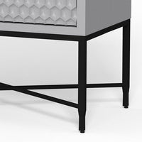 Rexi 26 Inch 2 Drawer Nightstand, Honeycomb, Mahogany, Light Gray, Black - BM284250