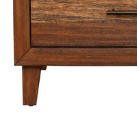 Paul 35 Inch Small Dresser Chest, 3 Drawers, Metal Bar Handles, Warm Brown - BM284272