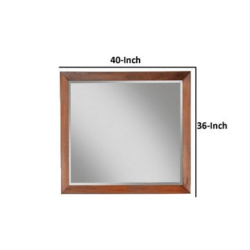 Rue 36 x 40 Rectangular Dresser Mirror, Mahogany Wood Frame, Warm Brown - BM284273