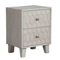 Rue 26 Inch 2 Drawer Nightstand, Textured Honeycomb Design, Light Gray - BM284279