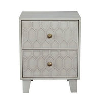 Rue 26 Inch 2 Drawer Nightstand, Textured Honeycomb Design, Light Gray - BM284279