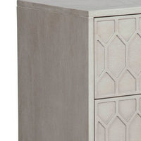 Rue 26 Inch 2 Drawer Nightstand, Textured Honeycomb Design, Light Gray - BM284279