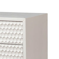 Rexi 26 Inch 2 Drawer Nightstand, Honeycomb, Mahogany Wood, White, Gold - BM284300