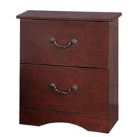 Bran 27 Inch 2 Drawer Nightstand, Pine Wood, Grain Details, Cherry Brown - BM284307