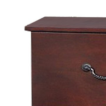 Bran 27 Inch 2 Drawer Nightstand, Pine Wood, Grain Details, Cherry Brown - BM284307