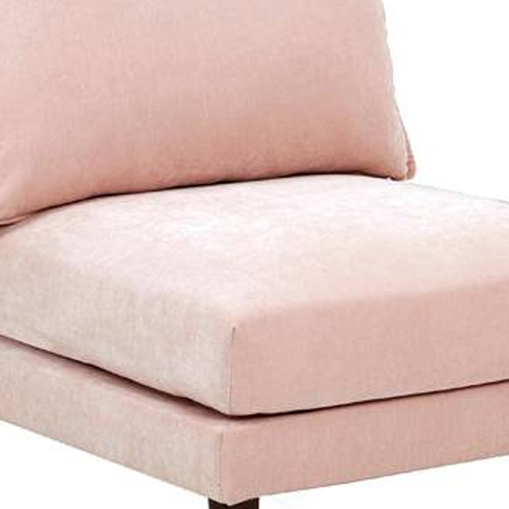 Rio 33 Inch Modular Armless Sofa Chair, Lumbar Cushion, Blush Pink - BM284323