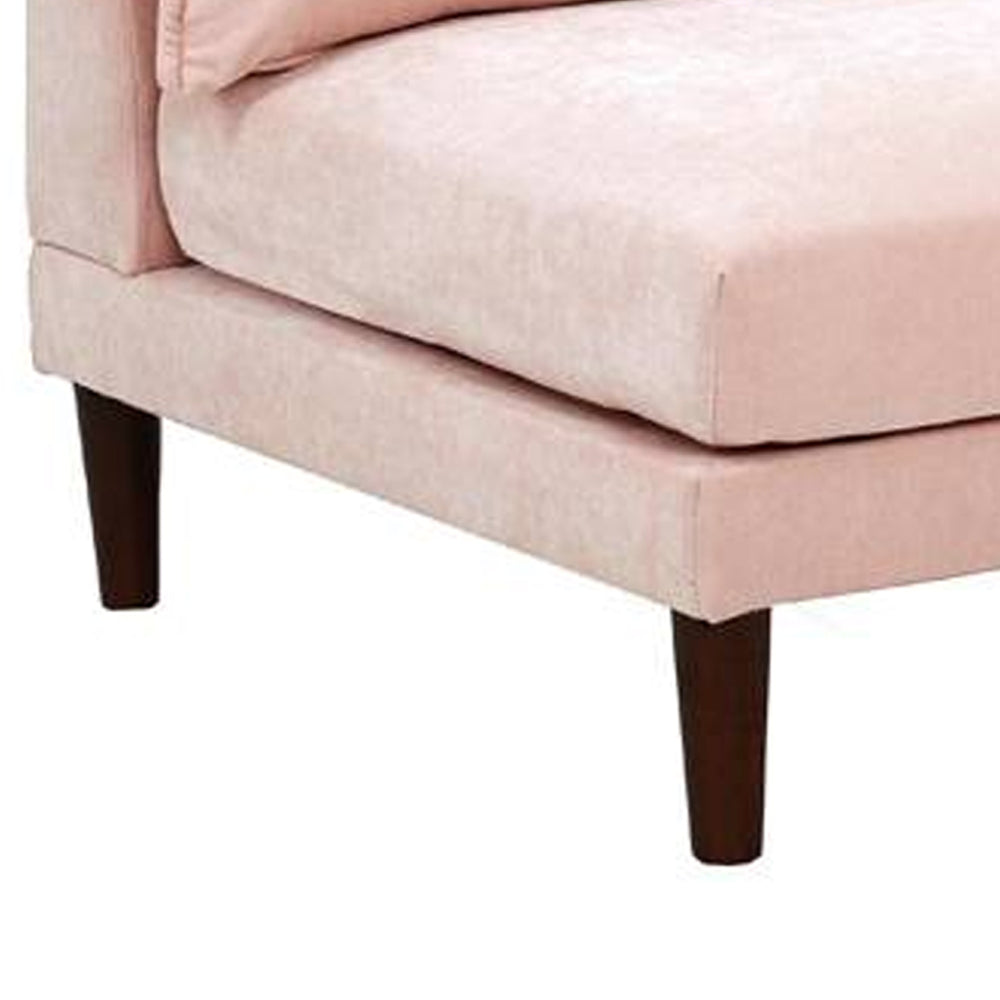 Rio 33 Inch Modular Armless Sofa Chair, Lumbar Cushion, Blush Pink - BM284323