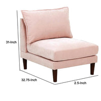Rio 33 Inch Modular Armless Sofa Chair, Lumbar Cushion, Blush Pink - BM284323