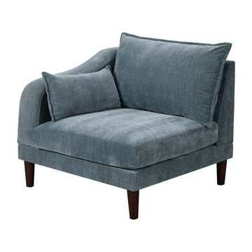 Rio 33 Inch Modular Single Arm Corner Chair, 2 Lumbar Cushions, Slate Blue - BM284325