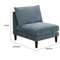 Rio 33 Inch Modular Armless Sofa Chair, Lumbar Cushion, Slate Blue Fabric - BM284326