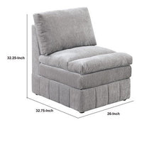 Luna 35 Inch Modular Armless Chair, Three Layer Plush Cushioned Seat, Gray - BM284329