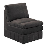 Luna 35 Inch Modular Armless Chair, 3 Layer Plush Cushion Seat, Dark Gray - BM284332