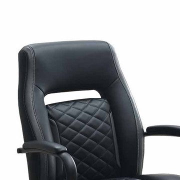 Ida 26 Inch Ergonomic Office Chair, Faux Leather Swivel Seat, Black, Gray - BM284335