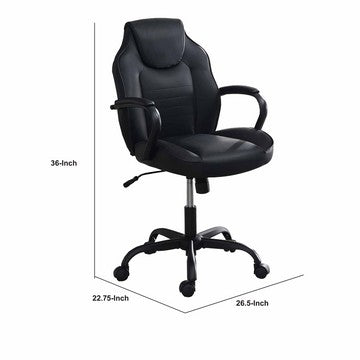 Rue 27 Inch Ergonomic Office Chair, Vegan Faux Leather Swivel Seat, Black - BM284336