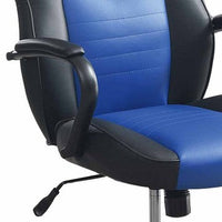Rue 27 Inch Ergonomic Office Chair, Faux Leather Swivel Seat, Black, Blue - BM284337