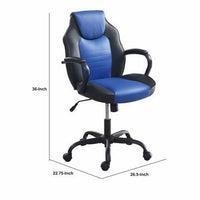 Rue 27 Inch Ergonomic Office Chair, Faux Leather Swivel Seat, Black, Blue - BM284337