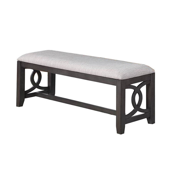 Ivy 50 Inch Modern Fabric Upholstered Dining Bench, Rubberwood Frame, Gray - BM284339