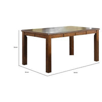 Ivy 60 Inch Modern Rectangular Dining Table, Rubberwood Frame, Warm Brown - BM284340