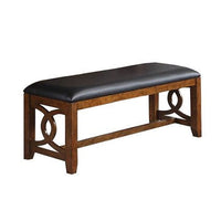 Ivy 50 Inch Modern Faux Leather Upholstered Dining Bench, Black, Brown - BM284341