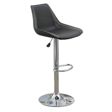 Carl 25-29 Inch Vegan Faux Leather Bar Stool, Adjustable Height, Gray Seat - BM284345