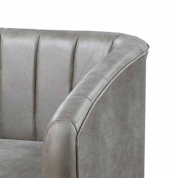 Kate 30 Inch Accent Chair, 360 Swivel Seat, Vegan Faux Leather, Light Gray - BM284351