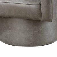 Kate 30 Inch Accent Chair, 360 Swivel Seat, Vegan Faux Leather, Light Gray - BM284351