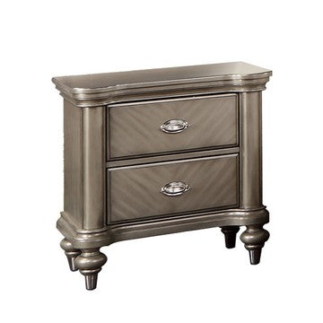 Ada 28 Inch Classic Rustic 2 Drawer Nightstand, Chevron Design, Brown - BM284353