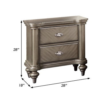 Ada 28 Inch Classic Rustic 2 Drawer Nightstand, Chevron Design, Brown - BM284353