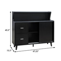 47 Inch Serving Cabinet Buffet Sideboard Console, 2 Drawers, Shelves, Black - BM284377