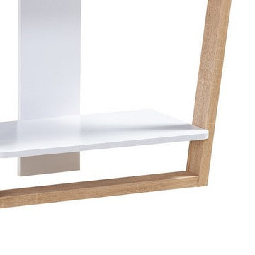 Hedy 34 Inch Modern Console Table, 3 Shelf, Slanted Legs, Two Toned, White - BM284398