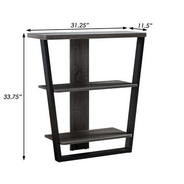 Hedy 34 Inch Modern Console Table, 3 Shelf, Slanted Legs, Two Toned, Black - BM284399