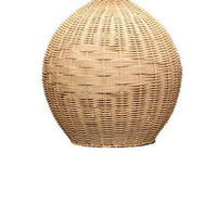 Cape 22 Inch Contemporary Rattan Table Lamp, Hand Woven, Linen Shade, Brown - BM284414