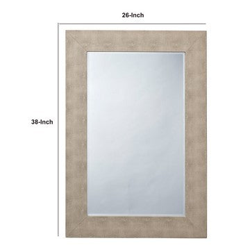 Structure 26 x 38 Modern Rectangular Mirror, Shargeen Texture, Bevel, Ivory - BM284427