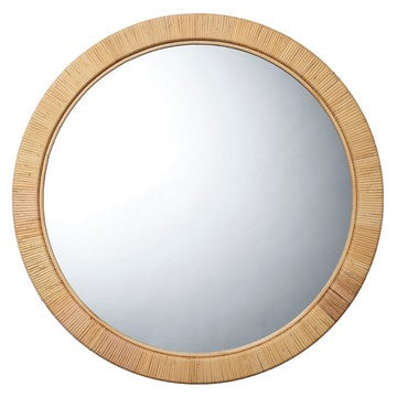 Benzara 36 Inch Coastal Style Round Mirror, Hand Woven
