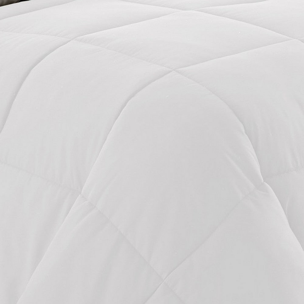 Beth Reversible Microfiber Queen Comforter, Squared Stitching, White, Gray - BM284437